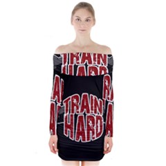 Train Hard Long Sleeve Off Shoulder Dress by Valentinaart