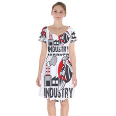 Industry Worker  Short Sleeve Bardot Dress