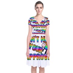 Dont Need Your Approval Short Sleeve Front Wrap Dress by Valentinaart