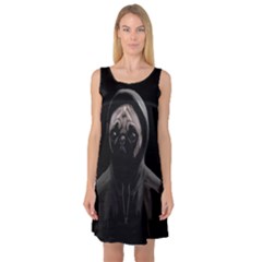 Gangsta Pug Sleeveless Satin Nightdress by Valentinaart