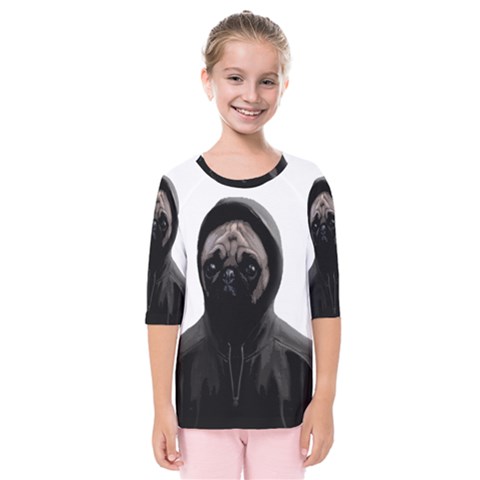 Gangsta Pug Kids  Quarter Sleeve Raglan Tee by Valentinaart