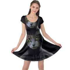 Gangsta Cat Cap Sleeve Dresses by Valentinaart