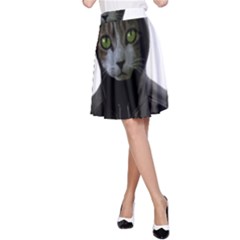 Gangsta Cat A-line Skirt by Valentinaart