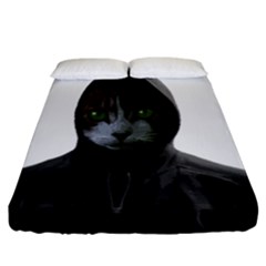 Gangsta Cat Fitted Sheet (california King Size) by Valentinaart