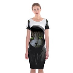 Gangsta Cat Classic Short Sleeve Midi Dress by Valentinaart