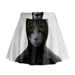 Gangsta Cat Mini Flare Skirt by Valentinaart