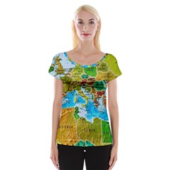 World Map Cap Sleeve Tops by BangZart