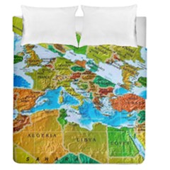 World Map Duvet Cover Double Side (queen Size) by BangZart