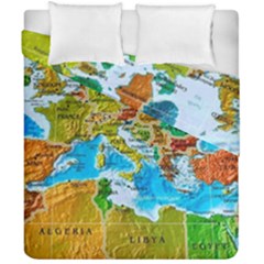 World Map Duvet Cover Double Side (california King Size) by BangZart