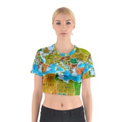 World Map Cotton Crop Top