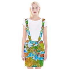 World Map Braces Suspender Skirt