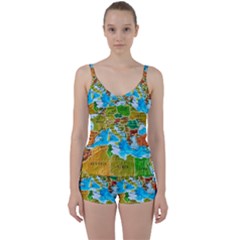 World Map Tie Front Two Piece Tankini