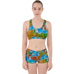 World Map Work It Out Sports Bra Set