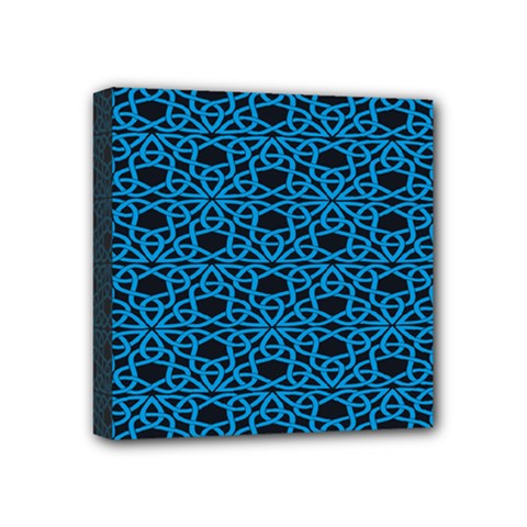 Triangle Knot Blue And Black Fabric Mini Canvas 4  X 4 