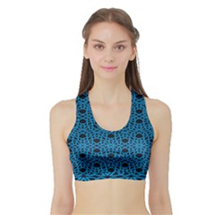 Triangle Knot Blue And Black Fabric Sports Bra With Border