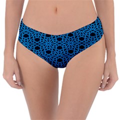 Triangle Knot Blue And Black Fabric Reversible Classic Bikini Bottoms