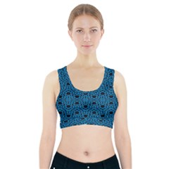 Triangle Knot Blue And Black Fabric Sports Bra With Pocket