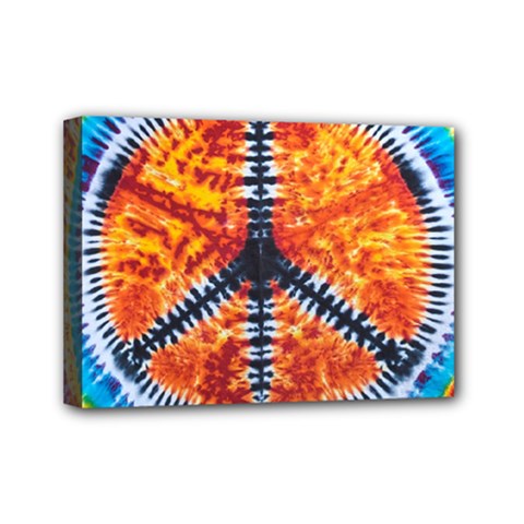 Tie Dye Peace Sign Mini Canvas 7  X 5  by BangZart