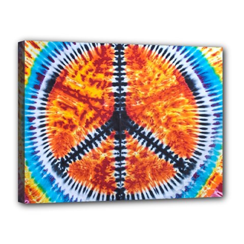 Tie Dye Peace Sign Canvas 16  X 12  by BangZart