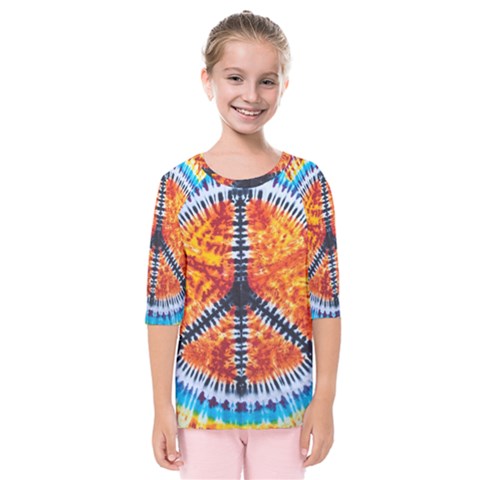 Tie Dye Peace Sign Kids  Quarter Sleeve Raglan Tee by BangZart