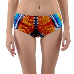 Tie Dye Peace Sign Reversible Mid-waist Bikini Bottoms by BangZart