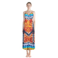 Tie Dye Peace Sign Button Up Chiffon Maxi Dress by BangZart