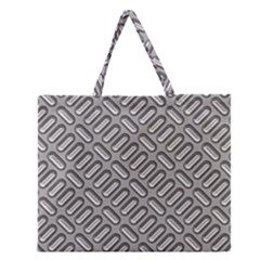 Grey Diamond Metal Texture Zipper Large Tote Bag by BangZart