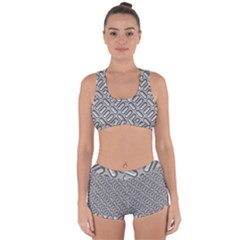 Grey Diamond Metal Texture Racerback Boyleg Bikini Set