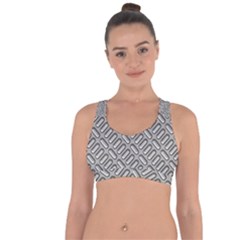 Grey Diamond Metal Texture Cross String Back Sports Bra