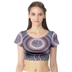 Spirit Of The Child Australian Aboriginal Art Short Sleeve Crop Top (tight Fit) by BangZart