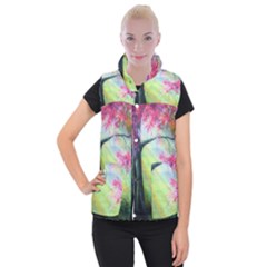 Forests Stunning Glimmer Paintings Sunlight Blooms Plants Love Seasons Traditional Art Flowers Sunsh Women s Button Up Puffer Vest by BangZart