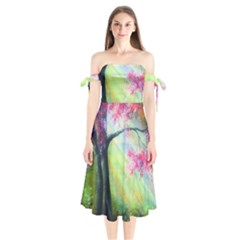 Forests Stunning Glimmer Paintings Sunlight Blooms Plants Love Seasons Traditional Art Flowers Sunsh Shoulder Tie Bardot Midi Dress by BangZart