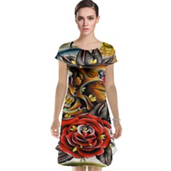 Flower Art Traditional Cap Sleeve Nightdress