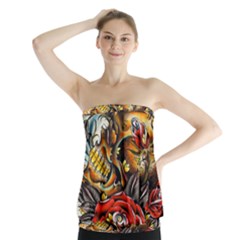 Flower Art Traditional Strapless Top