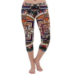 Colorful Mandala Capri Yoga Leggings