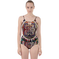 Colorful Mandala Cut Out Top Tankini Set