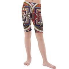 Colorful Mandala Kids  Mid Length Swim Shorts