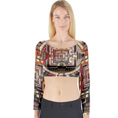 Colorful Mandala Long Sleeve Crop Top