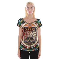 Colorful Mandala Cap Sleeve Tops