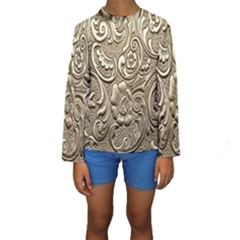 Golden European Pattern Kids  Long Sleeve Swimwear by BangZart