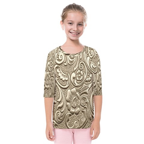 Golden European Pattern Kids  Quarter Sleeve Raglan Tee by BangZart