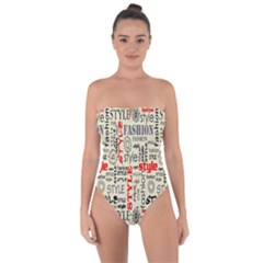 Backdrop Style With Texture And Typography Fashion Style Tie Back One Piece Swimsuit by BangZart