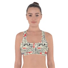 Backdrop Style With Texture And Typography Fashion Style Cross Back Sports Bra