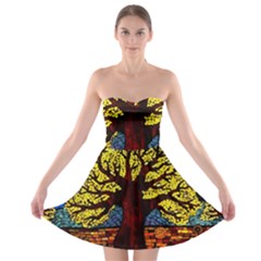 Tree Of Life Strapless Bra Top Dress by BangZart