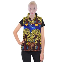 Tree Of Life Women s Button Up Puffer Vest by BangZart