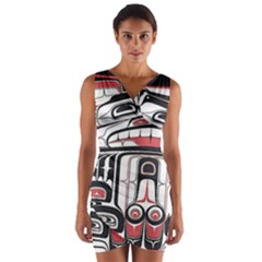 Ethnic Traditional Art Wrap Front Bodycon Dress by BangZart