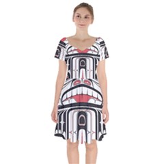 Ethnic Traditional Art Short Sleeve Bardot Dress