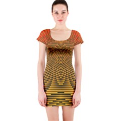 Fractal Pattern Short Sleeve Bodycon Dress