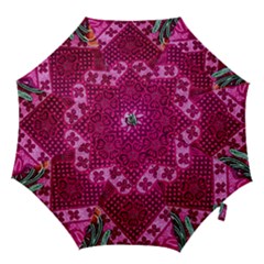 Pink Batik Cloth Fabric Hook Handle Umbrellas (large) by BangZart