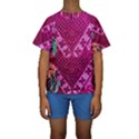 Pink Batik Cloth Fabric Kids  Short Sleeve Swimwear View1